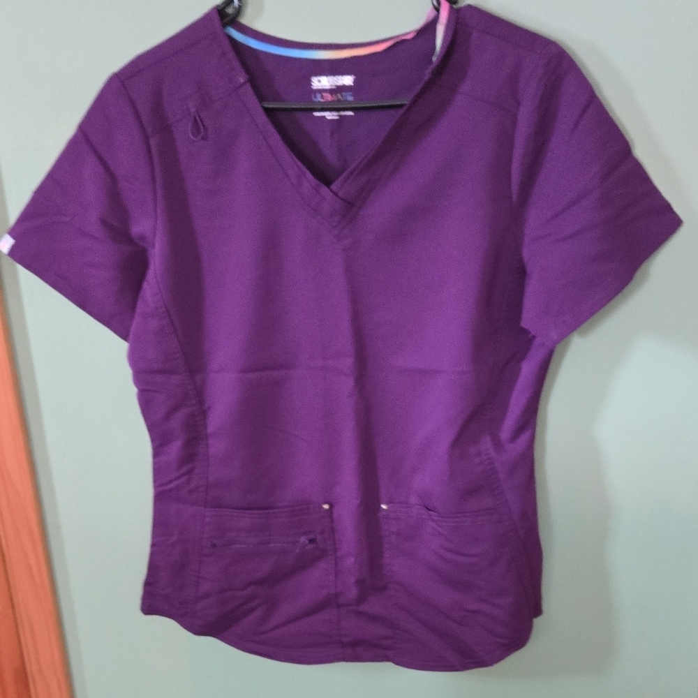 Scrubstar V-Neck Purple Women's Short Sleeve Top